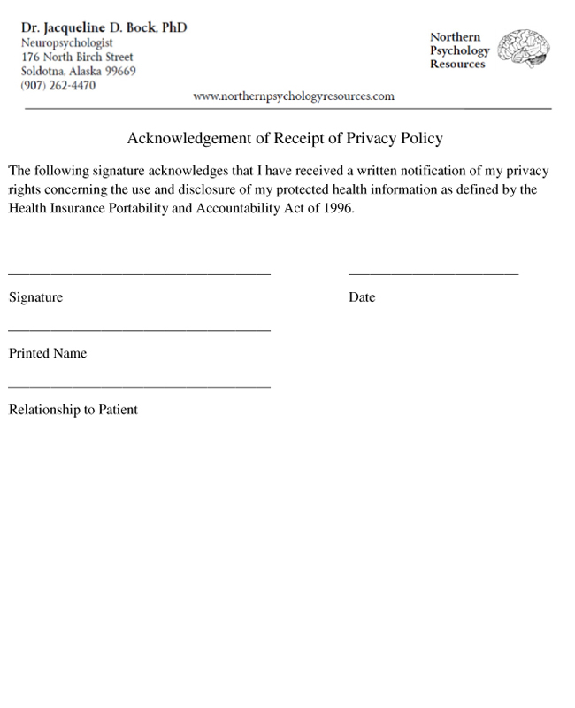 HIPPA Signature Page